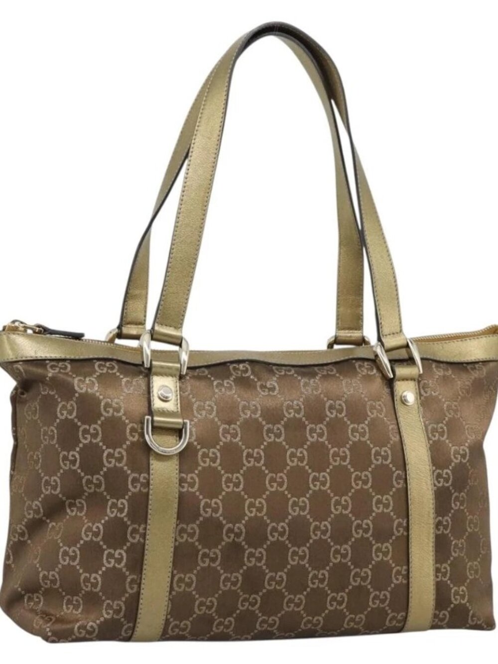GUCCI GG Canvas Hand Bag Gold 141470 Auth ka4787